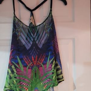 Beautiful  Classy multi colored top.   XL. But can fit S, M,L.